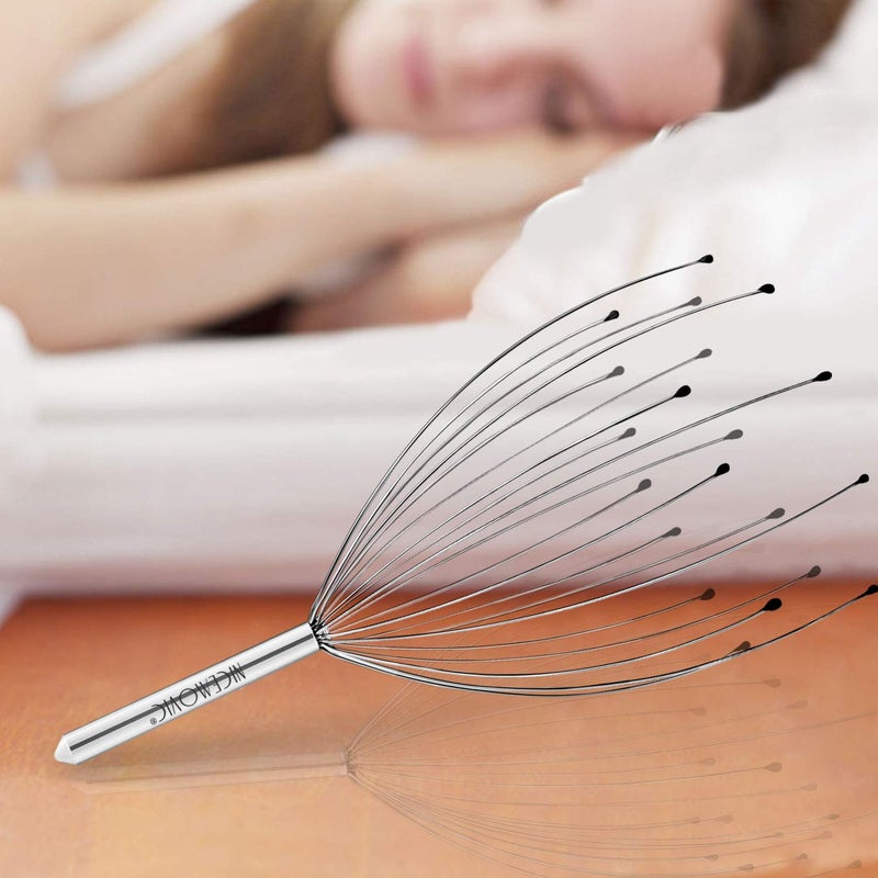 NICEMOVIC 2 Pack Head Scalp Massager, Stocking Stuffers Stress Relief Gifts for Women Men, 20 Fingers Scalp Head Scratcher for Hair Stimulation Body Relaxing (Silver & Silver) - Image 5